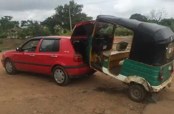 Photos: Keke Napep driver arrested after he towed his keke like this 